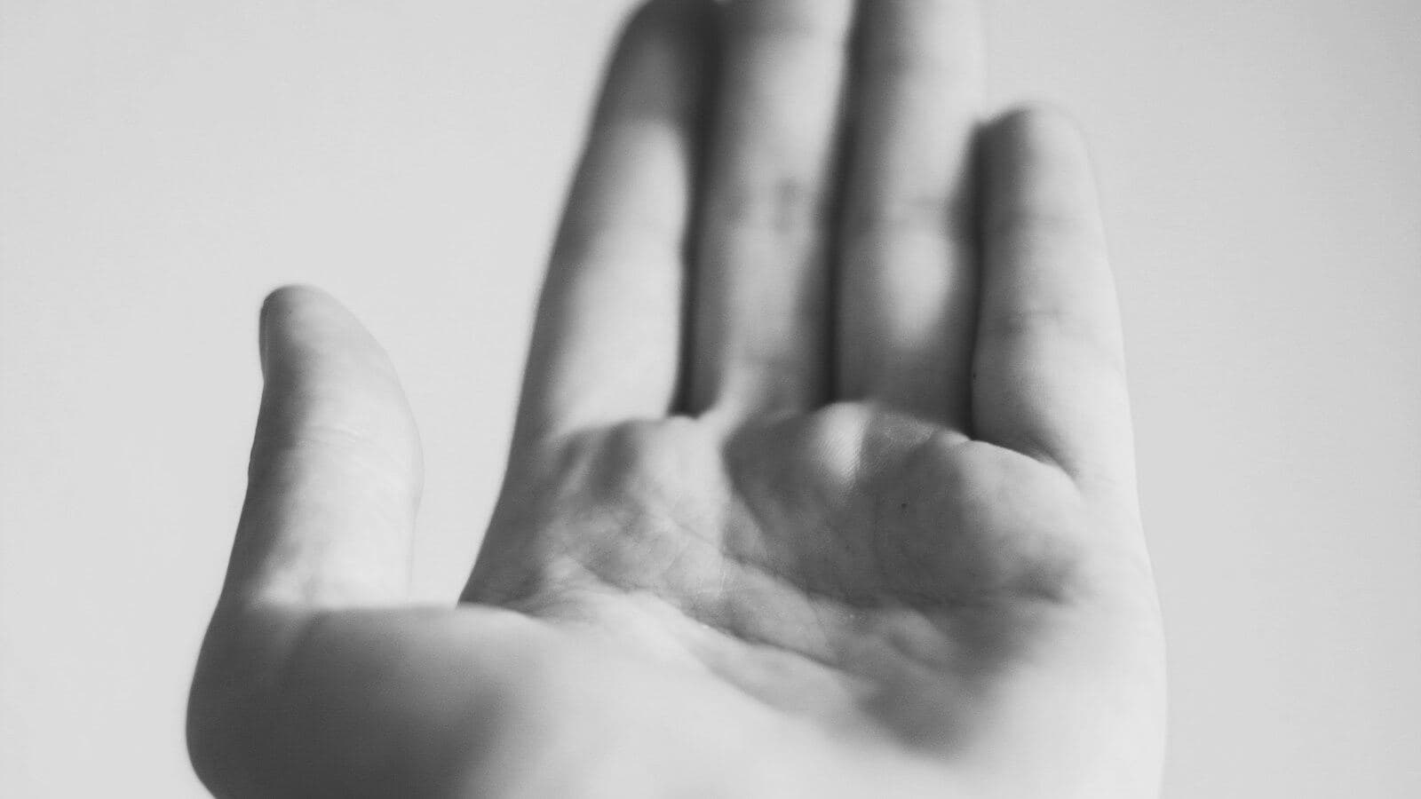The open palm of a hand
