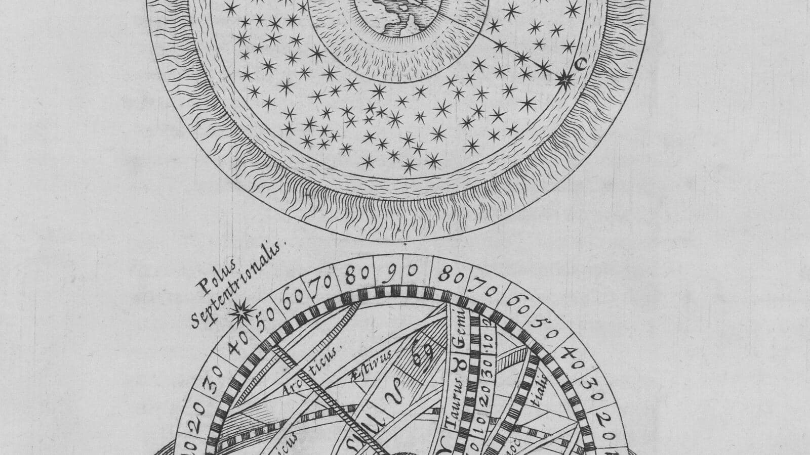 Old diagrams of celestial and armillary spheres
