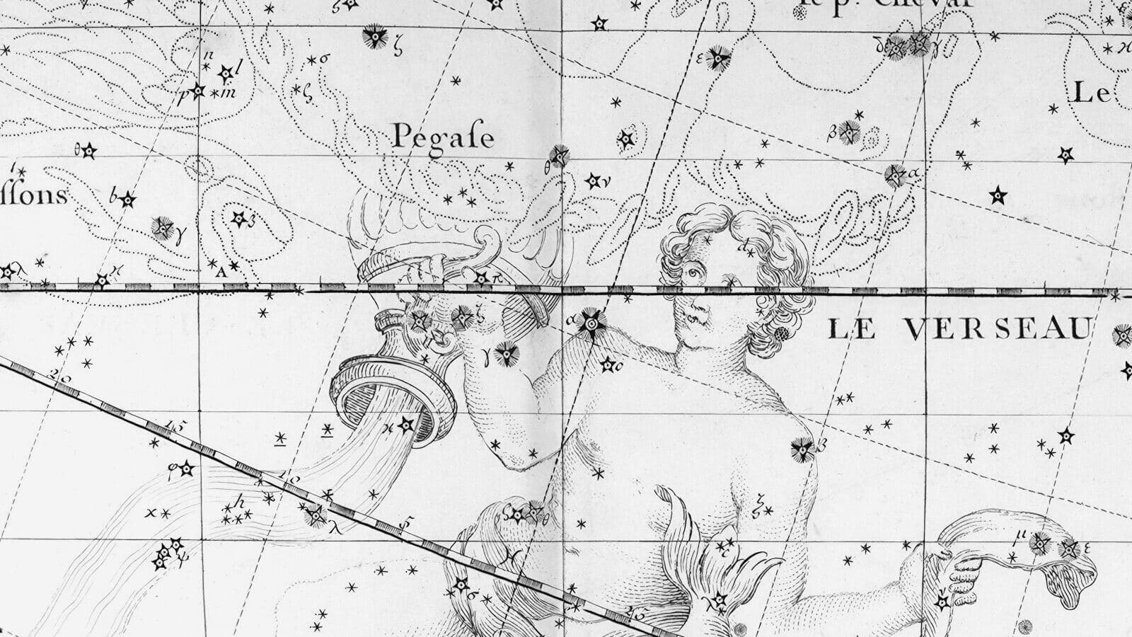 La constelación de Acuario en un atlas celeste de 1795