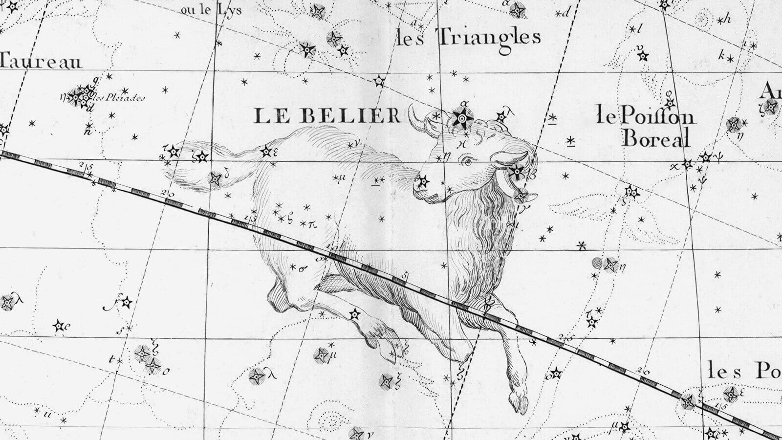 The constellation of Aries in a 1795 celestial atlas