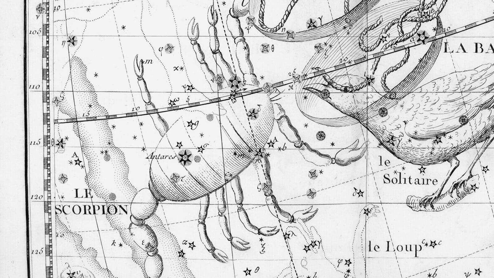 La constelación de Escorpio en un atlas celeste de 1795