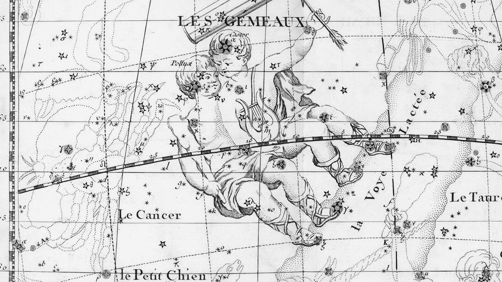 The constellation of Gemini in a 1795 celestial atlas