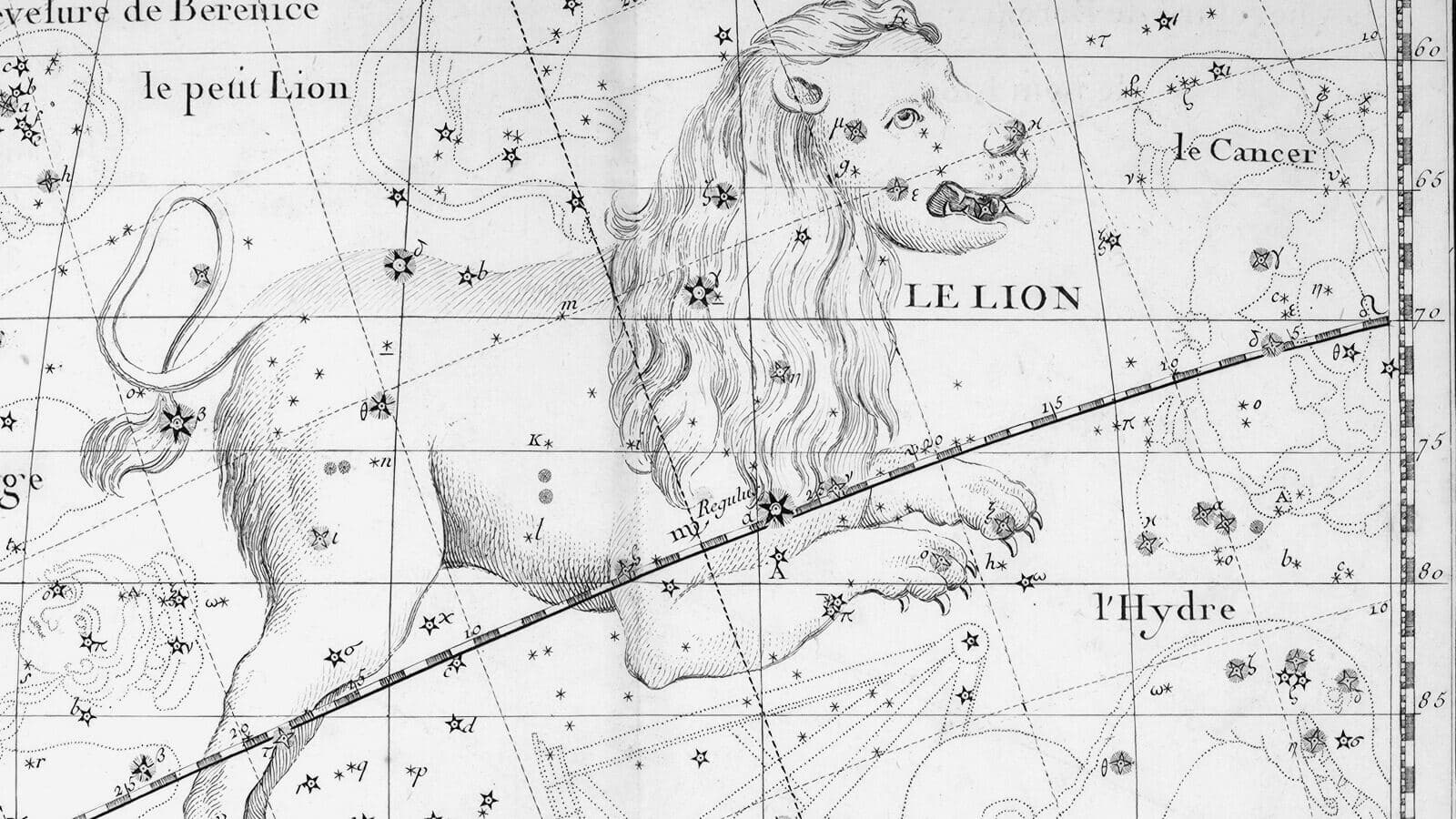 The constellation of Leo in a 1795 celestial atlas